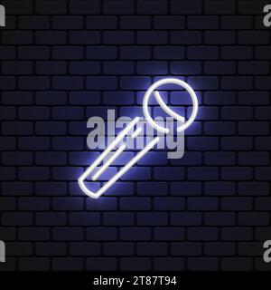 Microphone neon in flat style on black background. Vector illustration Stock Vector