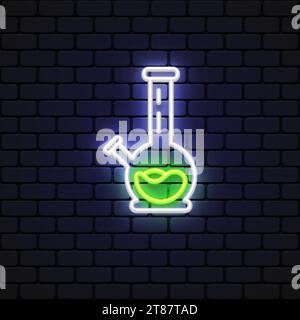 Green bong neon on light background. Vector illustration Stock Vector