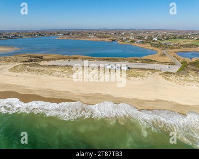 aerial view of sagg main beach Stock Photo