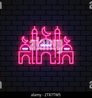 Modern mosque neon, great design for any purposes. Vector illustration Stock Vector