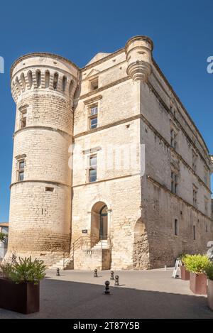 Old historical brown and beige stone castle Château de Gordesin Gordes, France Stock Photo