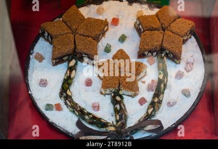 Load of traditional turkish delight lokum sugar coated soft candy Stock Photo