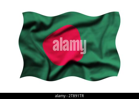 The flag of Bangladesh flying in the wind isolated on a white background, Clipping path included Stock Photo