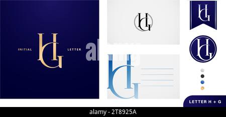 vector illustration of the HG monogram letter corporate identity for business card, branding ads campaign, letterpress, embroidery, invitations Stock Vector
