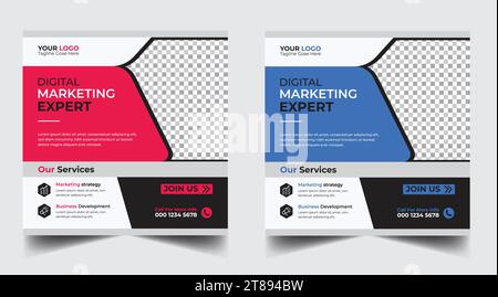 Digital marketing banner design template. Digital business marketing social media post template. Social media banner design template. Social media pos Stock Vector