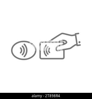 Tap to pay, pos terminal reader and credit card icon. Contactless, cashless nfc payment vector Stock Vector