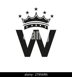 Crown Logo On Letter W With Star Icon. Luxury Symbol Vector Template Stock Vector