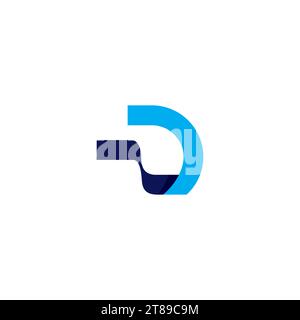 D Technology Logo Simple Design Stock Vector