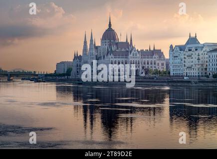 Hungary's Iconic yet Oversized Parliament in early morning light Stock Photo