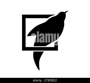 vector logo illustration design, bird in window, template design Stock Vector
