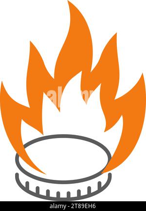 Flat icon of burning gas burner Stock Vector