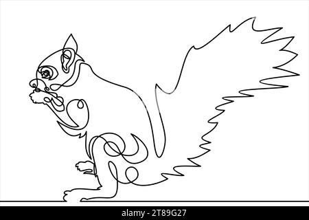 squirrel vector line icon, sign, illustration on background, editable strokes Stock Vector