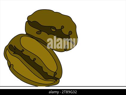 Coffee bean vector icon, caffeine symbol. line-continuous line drawing Stock Vector