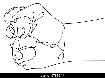 Continuous one line drawing of Fist Hand Stock Vector