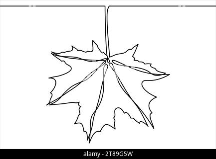 Autumn leafs illustration-continuous line drawing Stock Vector