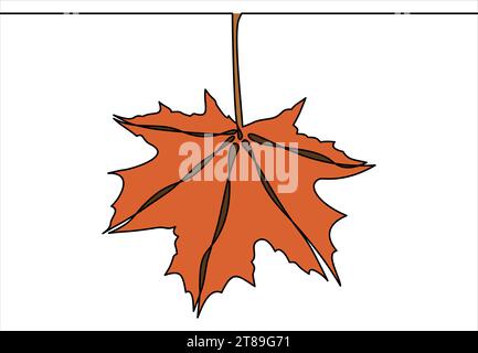 Autumn leafs illustration-continuous line drawing Stock Vector