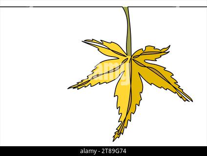 Autumn leafs illustration-continuous line drawing Stock Vector