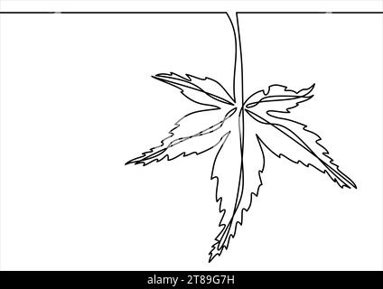 Autumn leafs illustration-continuous line drawing Stock Vector