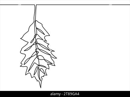 Autumn leafs illustration-continuous line drawing Stock Vector