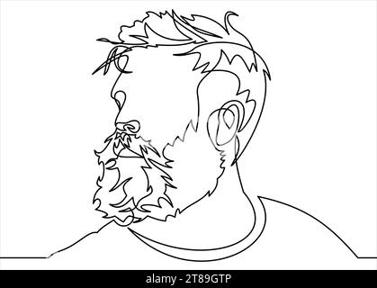 Continuous one line drawing of man portrait. Hairstyle. Fashionable men's style. Stock Vector