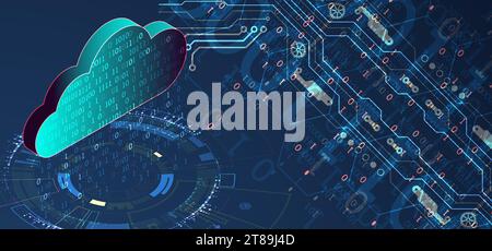Cloud computing concept.Abstract connection technology background. Hand drawn vector. Stock Vector