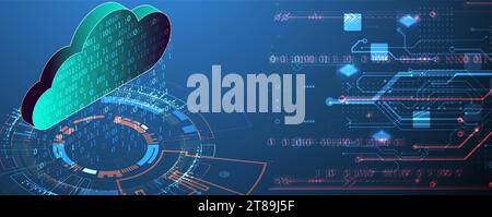 Cloud computing concept.Abstract connection technology background. Hand drawn vector. Stock Vector