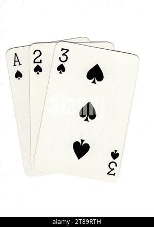 Three ace of spades vintage/antique playing cards in various designs ...