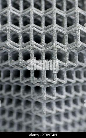 Openwork three-dimensional lattice, matrix, shallow depth of field, abstract modern technology concept background Stock Photo