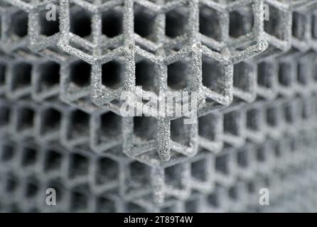 Openwork three-dimensional lattice, matrix, shallow depth of field, abstract modern technology concept background Stock Photo