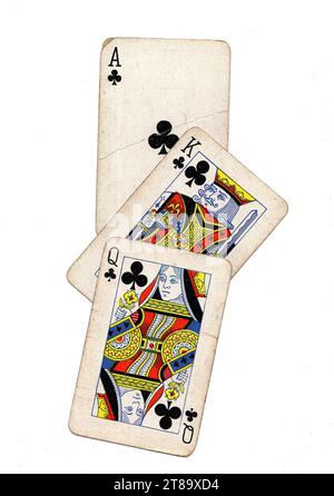 Clubs Suit Vintage Playing Cards, Set include Ace, King, Queen, Jack and  Ten - isolated on white Stock Photo - Alamy