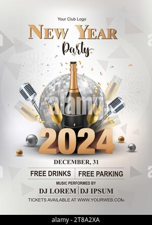 2024 Happy New Year Background for your Flyers and Greetings Card or new year themed party invitation. abstract vector illustration design Stock Vector