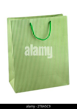 Green paper bag isolated on white  background Stock Photo