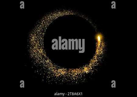 circle light frame on black background Stock Photo
