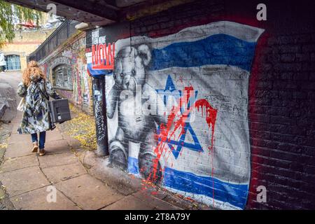 London, UK. 19th November 2023. A 'Bring them home now' mural for Israeli hostages held by Hamas appears in Camden Town. Credit: Vuk Valcic/Alamy Live News Stock Photo