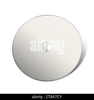 CD or DVD blank template white for presentation layouts and design. 3D rendering. Digitally Generated Image. Isolated on white background. Stock Photo