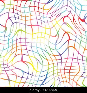 Delicate white chaotic square multicolored dots on black background seamless pattern. Soft abstract geometric pattern. Dots specks, flecks, stains sea Stock Photo