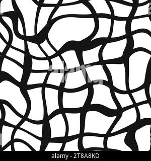 Delicate white chaotic square dots on black background seamless pattern. Soft abstract geometric pattern. Dots specks, flecks, stains seamless pattern Stock Photo