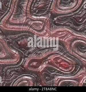 Fantastic seamless pattern of alien interiors on red background. Abstract ornament of repeating elements. Stock Photo