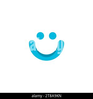 Smile Icon Logo Blue Color Stock Vector