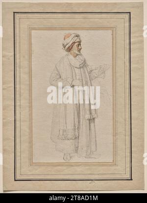 Richard Cosway was a prolific painter in London, most well-known for his portrait miniatures and drawings, which he made both on commission and as personal exercises or mementos. Cosway and his wife, Maria Hadfield Cosway, held a fashionable salon at their London residence, and may have invited the likely subject of this drawing, the ambassador from Tripoli, Sidi Hadji Abdurrahman Adja (1720-1792). Abdurrahman Adja was in London in 1786, arrived to improve Tripoli’s reputation with Great Britain. Cosway portrayed the ambassador in a fleeting moment with eyes closed, making sure to capture the Stock Photo