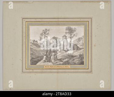 Seven Areas from Salzburg and Berchtesgaden. Arranged according to the seven days of the week, connected by two allegorical sheets: Wednesday. Footpath on the Mönchsberg near Salzburg, 1818–23. Ferdinand Olivier (German, 1785–1841). Lithograph; sheet: 19.5 x 27.5 cm (7 11/16 x 10 13/16 in.). Stock Photo