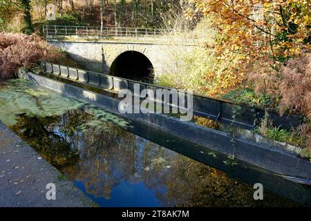 Cromford, Derbyshire, UK, November 17, 2023. Stone Built Railway tunnel by Cromford Canal. Stock Photo