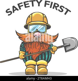 Gnome mine worker cartoon sketch Stock Vector