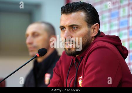 North Macedonia goalkeeper Stole Dimitrievski during a press conference at Todor Proeski National Arena, Skopje, North Macedonia. Picture date: Sunday November 19, 2023. Stock Photo