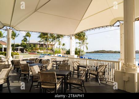 A closeup of Ritz-Carlton, St. Thomas, USVI Sails Restaurant View Stock Photo