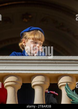 Monaco Ville, Monaco. 19th Nov, 2023. Princess Gabriella of Monaco on the balcony of the Princely Palace in Monaco-Ville, on November 19, 2023, during the Monaco national day celebrations Credit: Albert Nieboer/Netherlands OUT/Point de Vue OUT/dpa/Alamy Live News Stock Photo