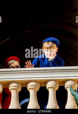 Monaco Ville, Monaco. 19th Nov, 2023. Princess Gabriella of Monaco on the balcony of the Princely Palace in Monaco-Ville, on November 19, 2023, during the Monaco national day celebrations Credit: Albert Nieboer/Netherlands OUT/Point de Vue OUT/dpa/Alamy Live News Stock Photo