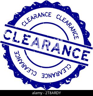 Grunge blue clearance word round rubber seal stamp on white background Stock Vector