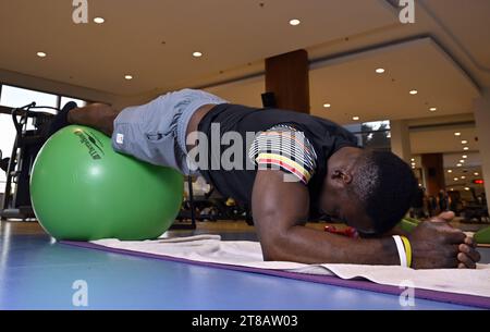 Belek, Turkey. 19th Nov, 2023. Belgian gymnast Noah Kuavita pictured during a training camp organized by the BOIC-COIB Belgian Olympic Committee in Belek, Turkey, Sunday 19 November 2023. The camp takes place from 11 to 25 November. BELGA PHOTO ERIC LALMAND Credit: Belga News Agency/Alamy Live News Stock Photo