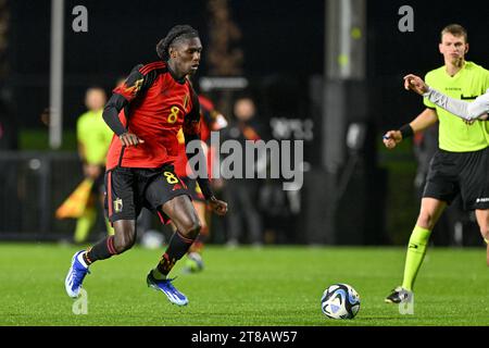 Tubize, Belgium. 18th Nov, 2023. Pierre Dwomoh (8) of Belgium pictured during a friendly soccer game between the national under 20 teams of Belgium and France on Saturday 18 November 2023 in Tubize, Belgium . Credit: sportpix/Alamy Live News Stock Photo